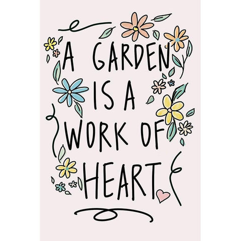 A Garden Is A Work of Heart Black Modern Wood Framed Art Print by Wilson, Kali