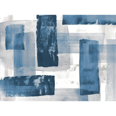 Navy Blue And Gray White Modern Wood Framed Art Print by Loreth, Lanie