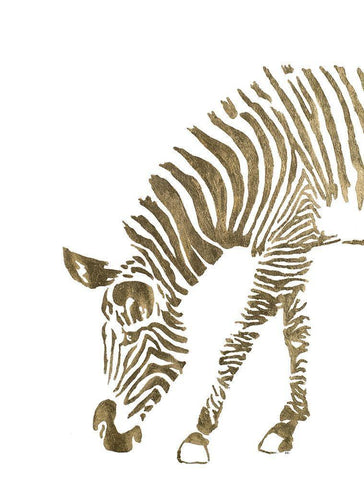 Gold Zebra White Modern Wood Framed Art Print with Double Matting by Pinto, Patricia