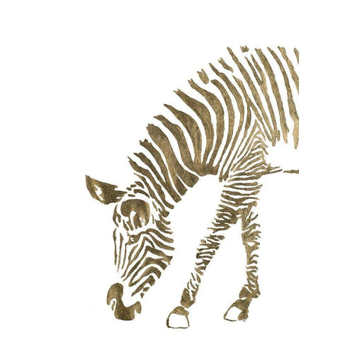 Gold Zebra White Modern Wood Framed Art Print by Pinto, Patricia