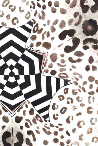 African Design Black Ornate Wood Framed Art Print with Double Matting by Pinto, Patricia