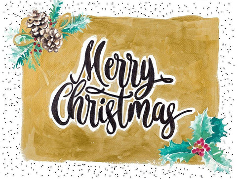 Merry Christmas White Modern Wood Framed Art Print with Double Matting by Pinto, Patricia
