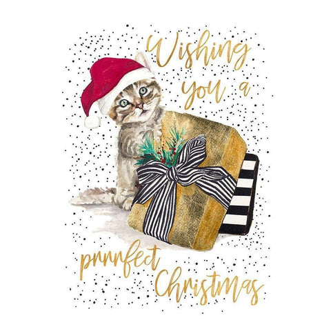 Wishing You A Prrrfect Christmas White Modern Wood Framed Art Print by Pinto, Patricia