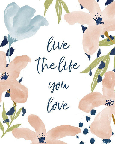 Live The Life You Love Black Ornate Wood Framed Art Print with Double Matting by Medley, Elizabeth