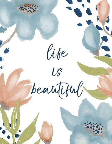 Life is Beautiful White Modern Wood Framed Art Print with Double Matting by Medley, Elizabeth