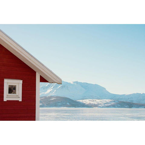 Winter Cabin White Modern Wood Framed Art Print by Wilson, Kali