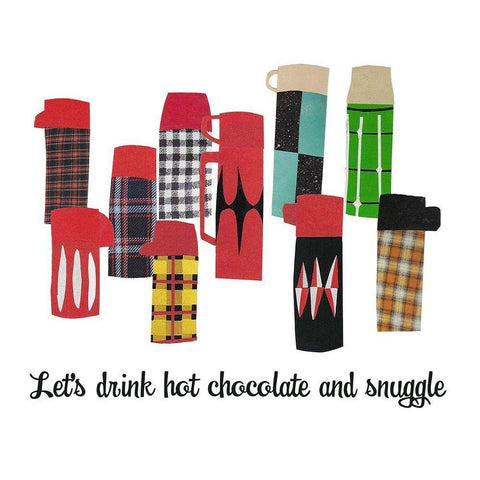 Lets Drink Hot Chocolate and Snuggle Black Modern Wood Framed Art Print with Double Matting by Bucheli, Jen