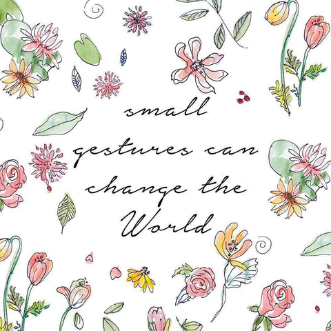 Small Gestures Can Change the World Gold Ornate Wood Framed Art Print with Double Matting by Loreth, Lanie