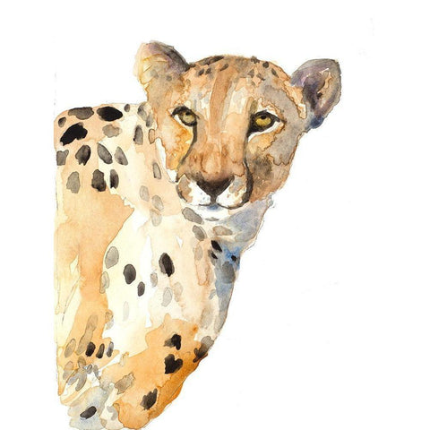 Standing Cheetah White Modern Wood Framed Art Print by Loreth, Lanie