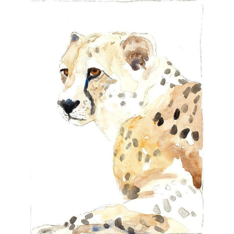 Seated Cheetah White Modern Wood Framed Art Print by Loreth, Lanie