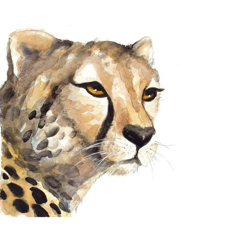 Cheetah Portrait White Modern Wood Framed Art Print by Loreth, Lanie