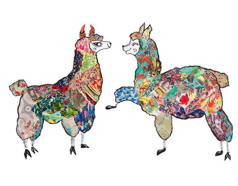 Happy Llamas White Modern Wood Framed Art Print with Double Matting by Ritter, Gina