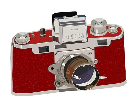 Retro Camera White Modern Wood Framed Art Print with Double Matting by Bucheli, Jen