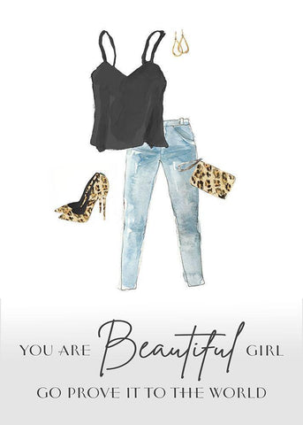 You Are Beautiful Girl White Modern Wood Framed Art Print with Double Matting by Loreth, Lanie