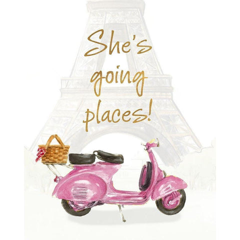 Shes Going Places I White Modern Wood Framed Art Print by Loreth, Lanie