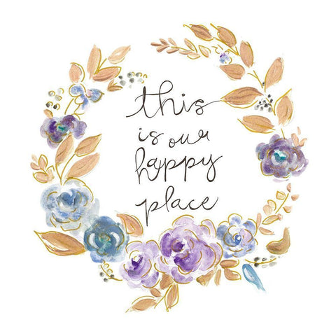 Inspirational Flower Wreath White Modern Wood Framed Art Print with Double Matting by Pinto, Patricia