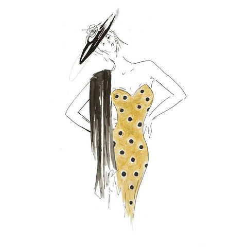 Fashion Sketch III Gold Ornate Wood Framed Art Print with Double Matting by Pinto, Patricia