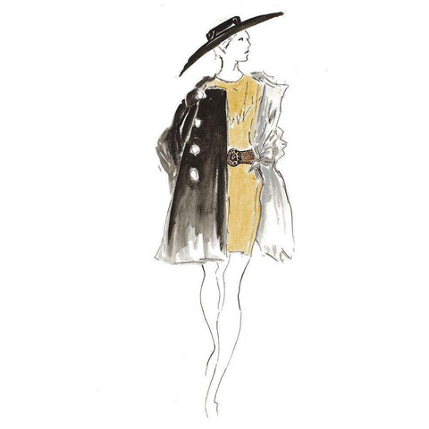 Fashion Sketch I Black Modern Wood Framed Art Print by Pinto, Patricia