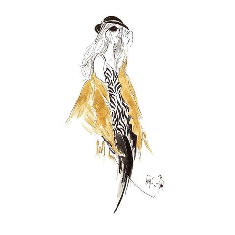 Fashion Sketch II White Modern Wood Framed Art Print by Pinto, Patricia