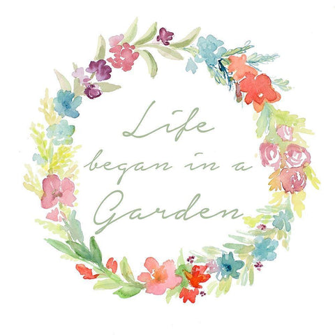 Life began in a Garden White Modern Wood Framed Art Print with Double Matting by Loreth, Lanie