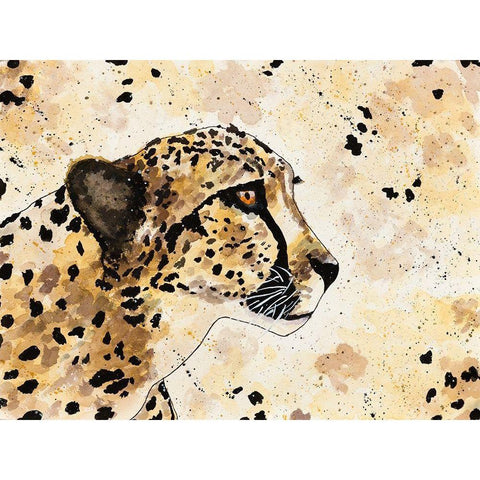 Cheetah Face Gold Ornate Wood Framed Art Print with Double Matting by Torres, Melanie