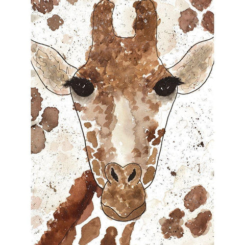 Giraffe Face Black Modern Wood Framed Art Print with Double Matting by Torres, Melanie