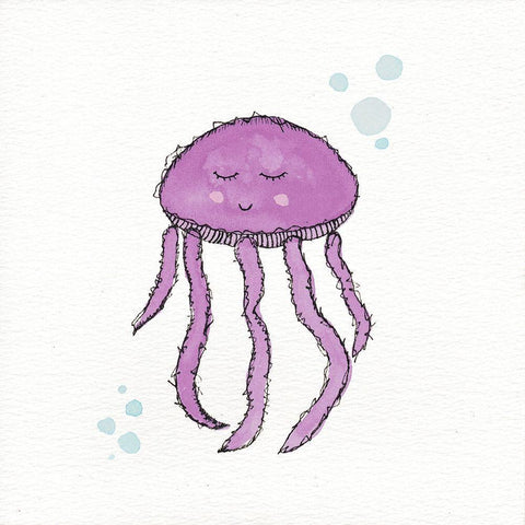 Jellyfish Black Modern Wood Framed Art Print by Torres, Melanie
