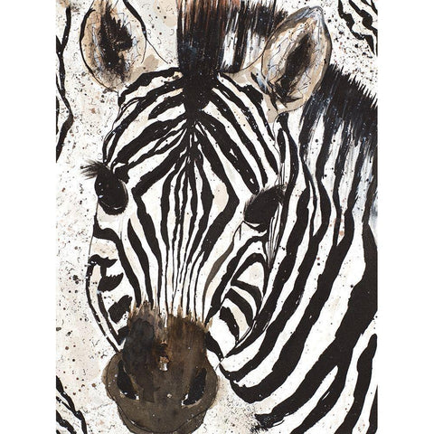 Zebra Face Black Modern Wood Framed Art Print by Torres, Melanie