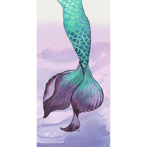 Mermaid Tail Teal Black Modern Wood Framed Art Print with Double Matting by Medley, Elizabeth