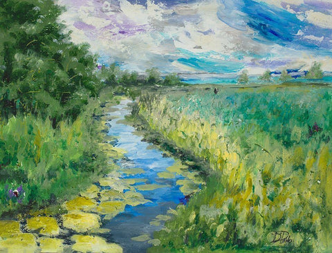 Summer Fields White Modern Wood Framed Art Print with Double Matting by Pinto, Patricia