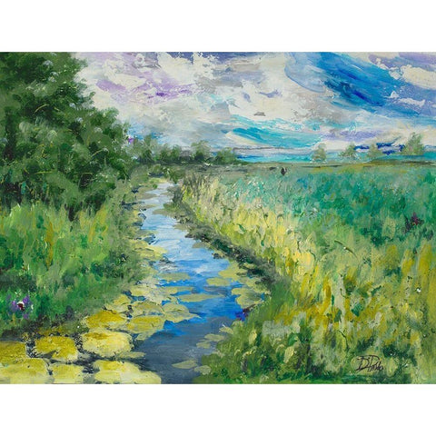 Summer Fields Black Modern Wood Framed Art Print with Double Matting by Pinto, Patricia