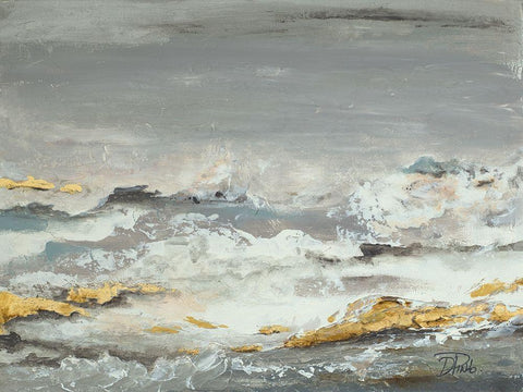 Golden Rocks White Modern Wood Framed Art Print with Double Matting by Pinto, Patricia