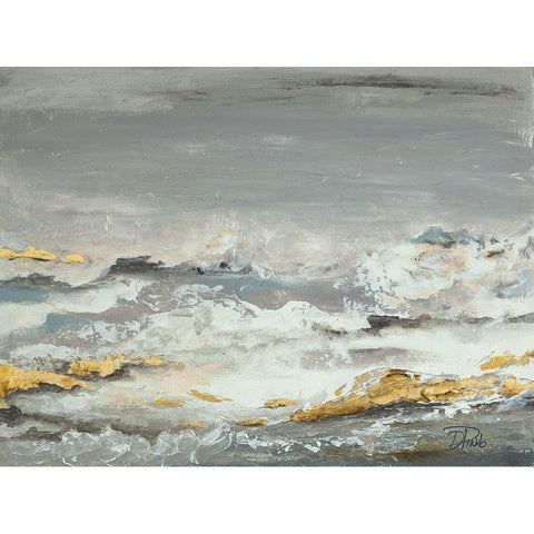 Golden Rocks White Modern Wood Framed Art Print by Pinto, Patricia