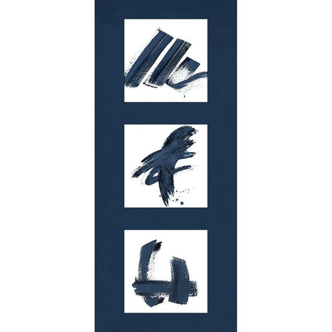 Navy Sign Trio I Black Modern Wood Framed Art Print with Double Matting by Pinto, Patricia