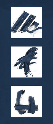 Navy Sign Trio I White Modern Wood Framed Art Print with Double Matting by Pinto, Patricia