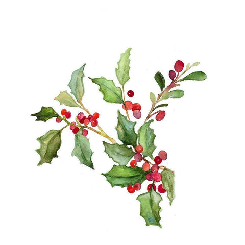 Holly Branches II White Modern Wood Framed Art Print by Loreth, Lanie