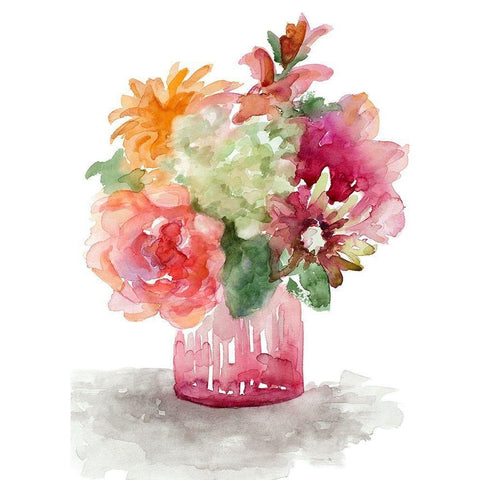 Spring Florals in Vase Gold Ornate Wood Framed Art Print with Double Matting by Loreth, Lanie