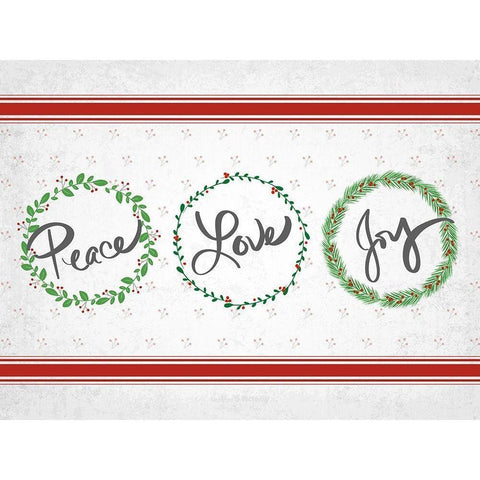 Holly Wreath Trio Black Modern Wood Framed Art Print with Double Matting by Quach, Anna