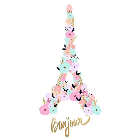 Bonjour Black Modern Wood Framed Art Print by Quach, Anna