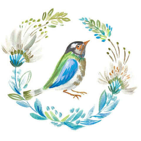 Little Bird Floral IIII White Modern Wood Framed Art Print by Del Sol, Ani