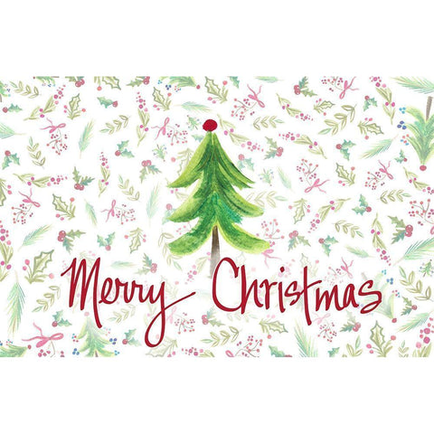 Merry Christmas Tree Black Modern Wood Framed Art Print by Del Sol, Ani