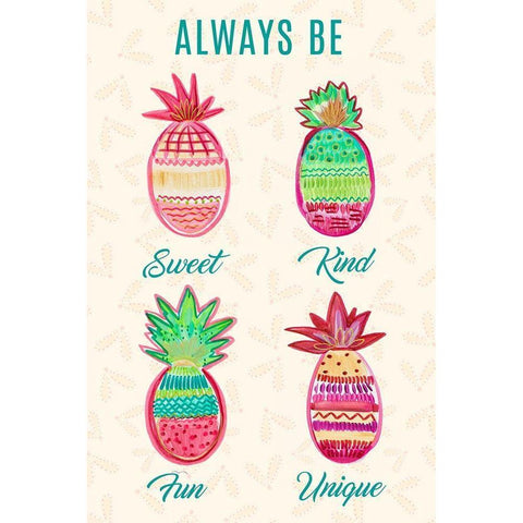 Pineapple Mix White Modern Wood Framed Art Print by Del Sol, Ani