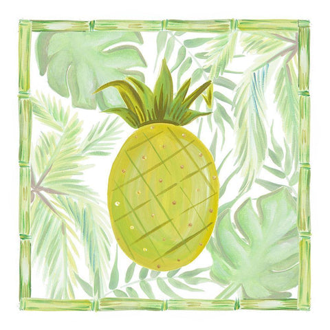 Tropical Pineapple I White Modern Wood Framed Art Print by Del Sol, Ani