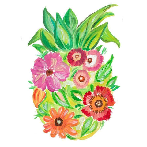 Tropical Blooming Pineapple Black Modern Wood Framed Art Print with Double Matting by Del Sol, Ani