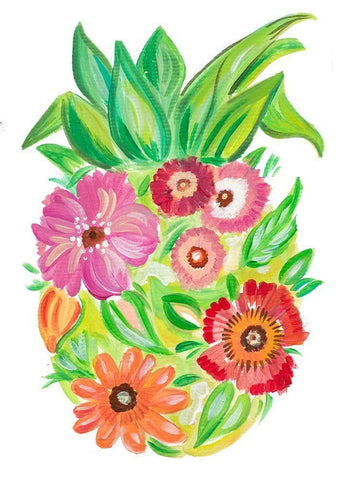 Tropical Blooming Pineapple White Modern Wood Framed Art Print with Double Matting by Del Sol, Ani