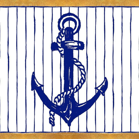 Nautical Anchor I White Modern Wood Framed Art Print with Double Matting by Pinto, Patricia