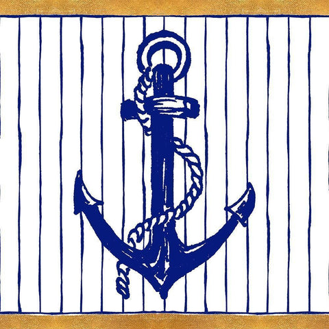 Nautical Anchor I Gold Ornate Wood Framed Art Print with Double Matting by Pinto, Patricia