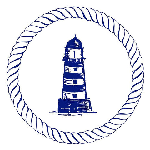 Blue Nautical Circle II White Modern Wood Framed Art Print by Pinto, Patricia