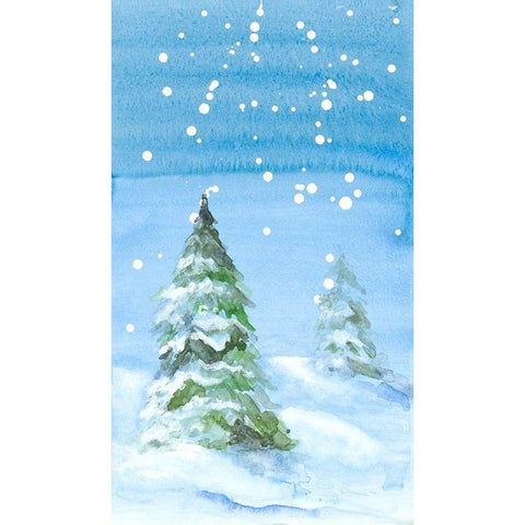 Snowy Pines White Modern Wood Framed Art Print by Loreth, Lanie