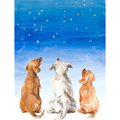 Three Dogs Star Gazing Gold Ornate Wood Framed Art Print with Double Matting by Loreth, Lanie